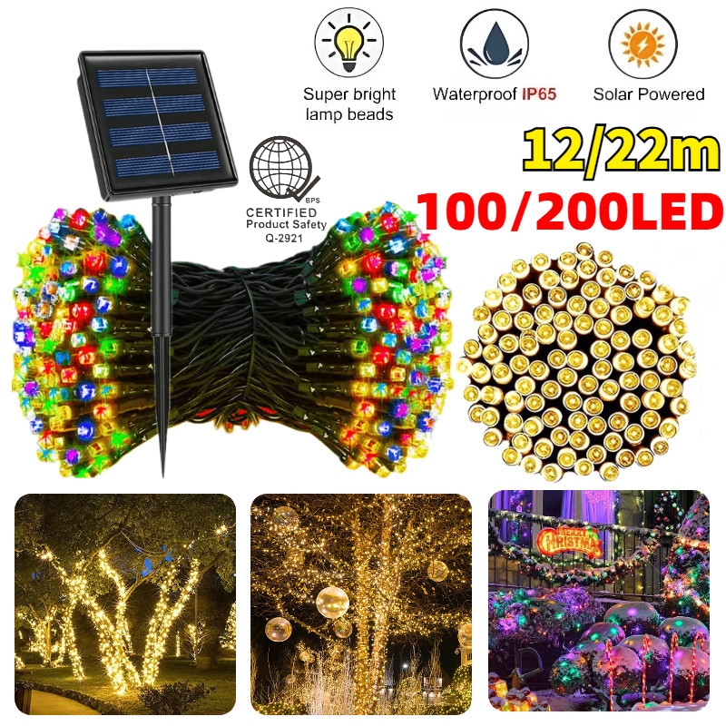 22M Christmas Light Solar Outdoor Waterproof String Lights LED Fairy ...