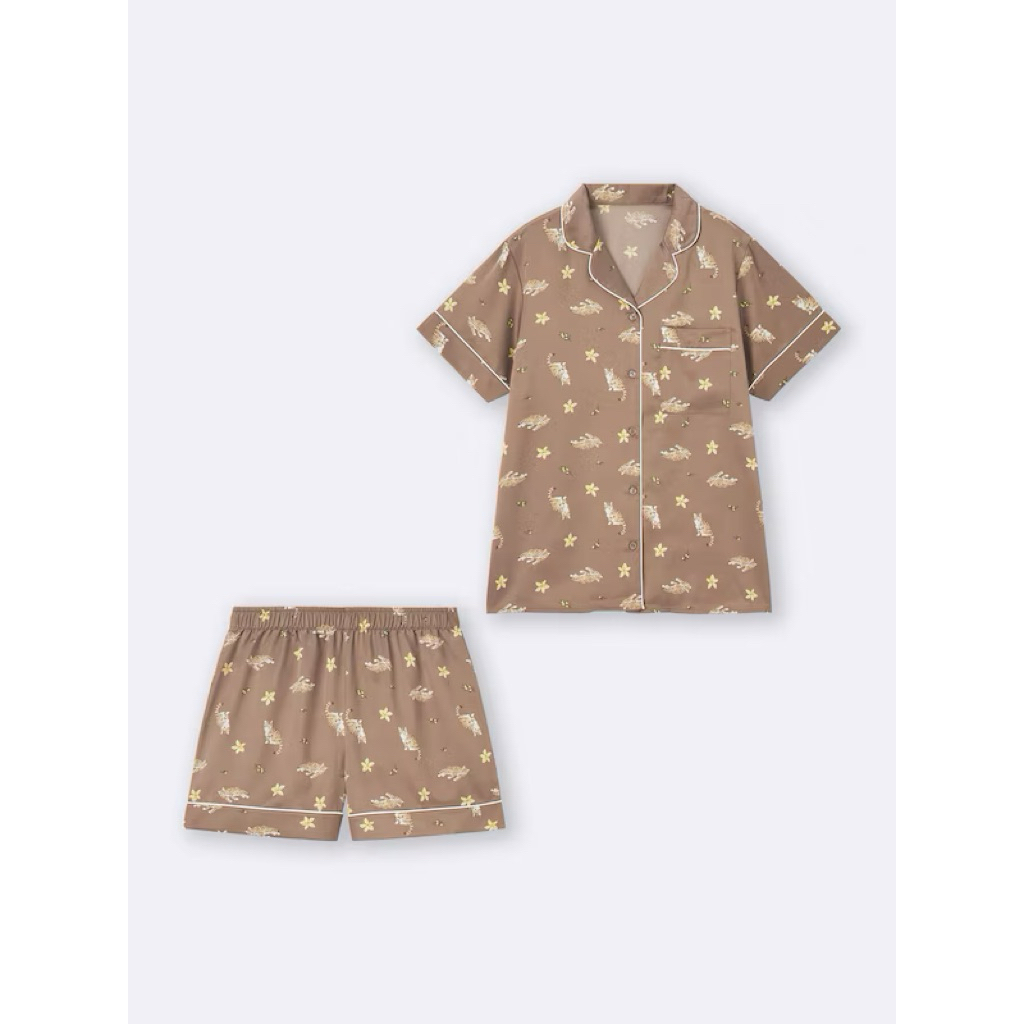 GU (by Uniqlo) satin pajamas | cat | Shopee Philippines