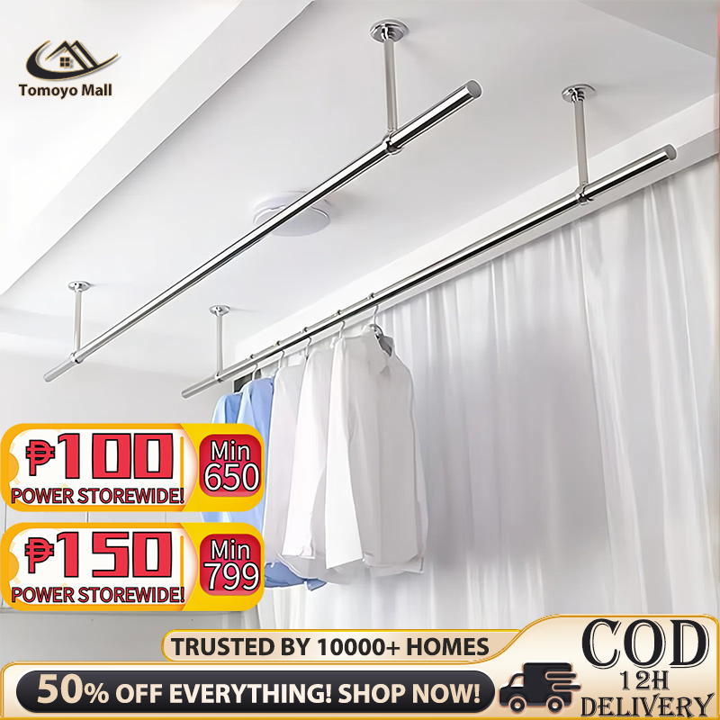Clothes Drying Rod Stainless Steel Fixed Balcony Top Clothes Drying Rod ...