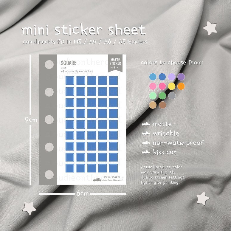 Mini Sticker Sheet Basic Shape Sticker 0.5cm Square Stickers | Shopee ...
