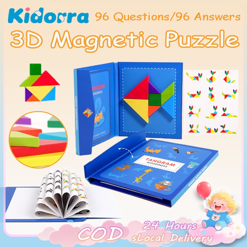 Magnetic 3D Puzzle Tangram Geometric Shapes Montessori Wooden Blocks ...