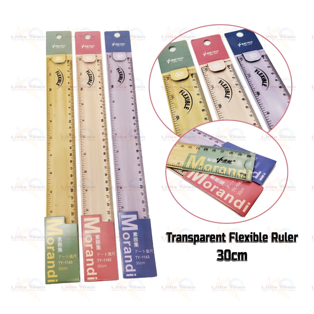 Little frog 30cm/12inch Transparent Flexible Ruler for Kids & Adults ...