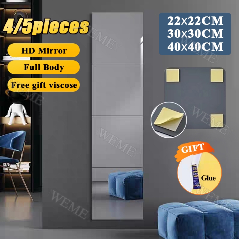 HD Mirror Sticker Wall full-length mirror Stitching mirror wall-mounted ...
