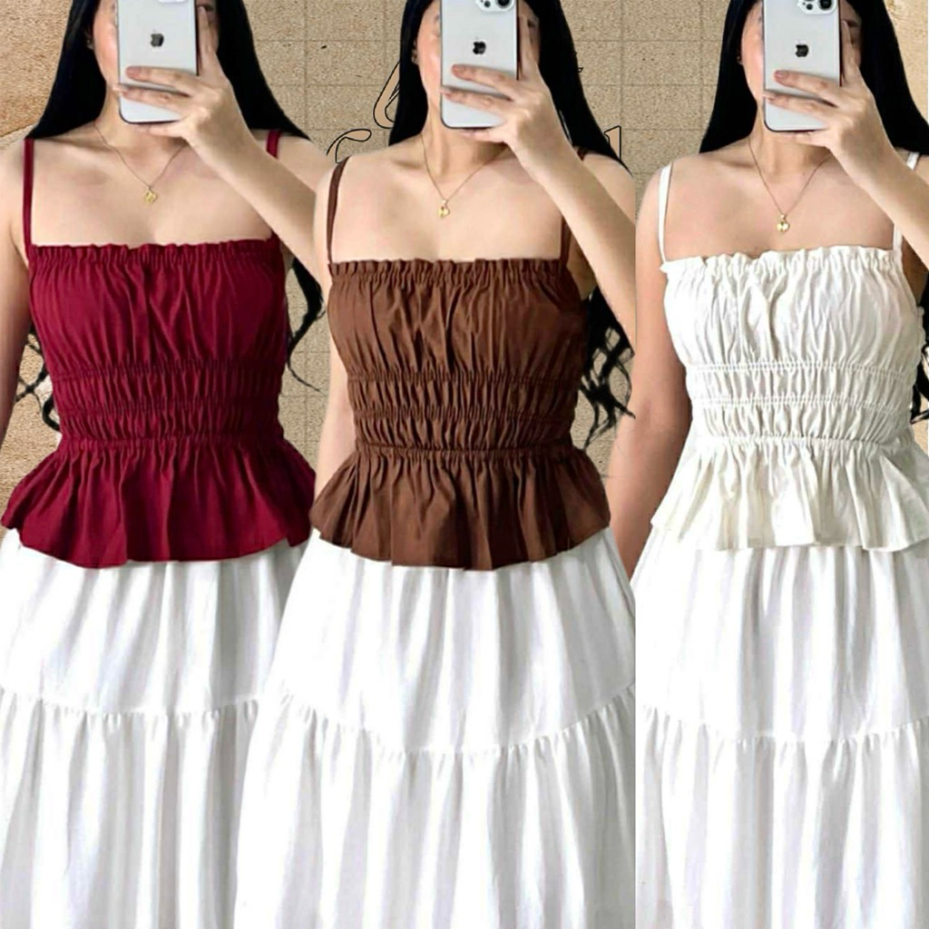DIMPLES LINEN TOP RUCHED Halter Premium Linen Top | Shopee Philippines
