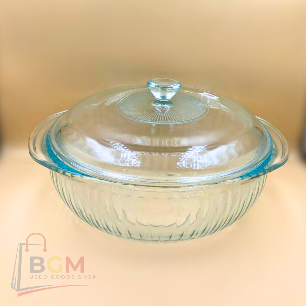 Pyrex Sculpted Glass Casserole Dish 024-12 2Qt. with lid (Preloved ...