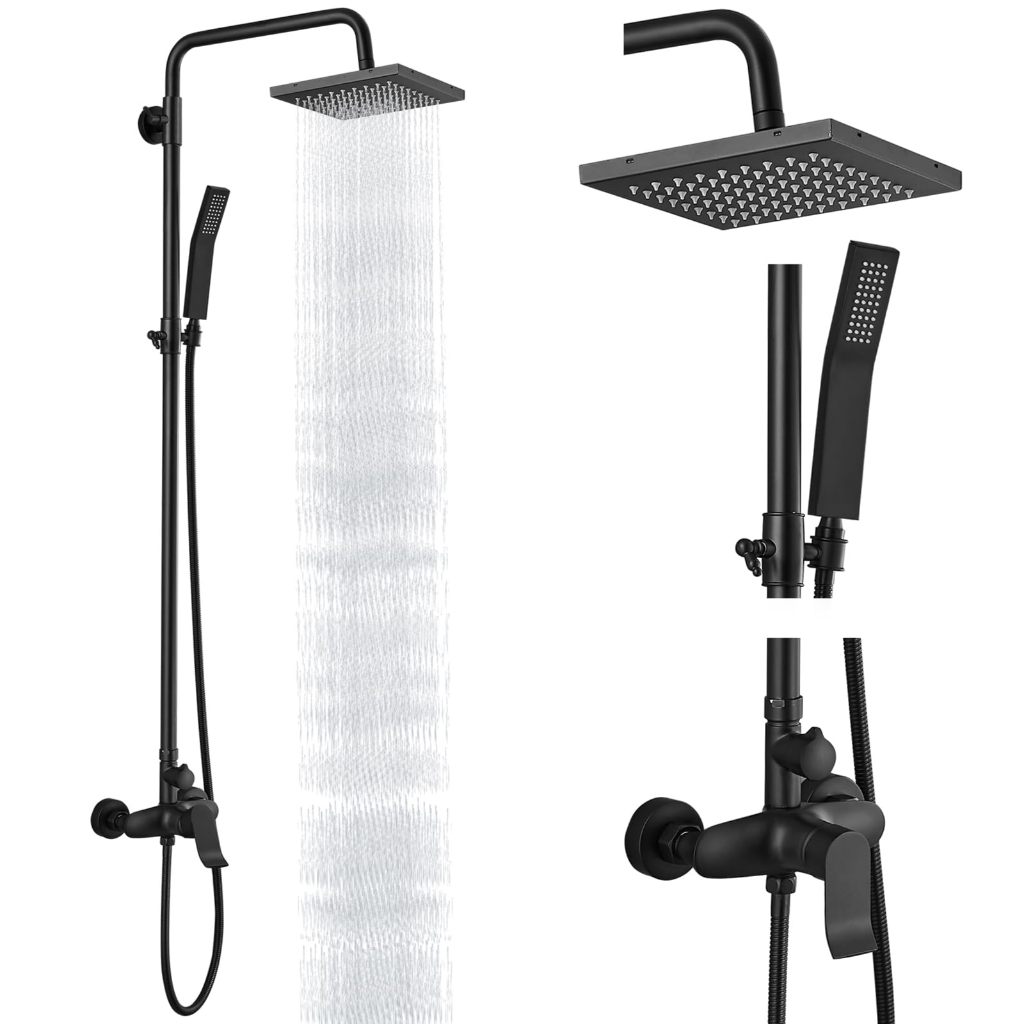 SENTO G-77BK Matte Black Shower Set | Rain Shower with Handheld Sprayer ...