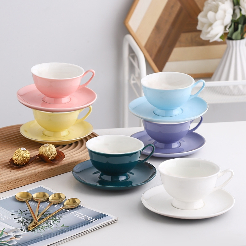 Dailyhome Ceramic Coffee Cup and Saucer Set Porcelain Tea Cup Set ...