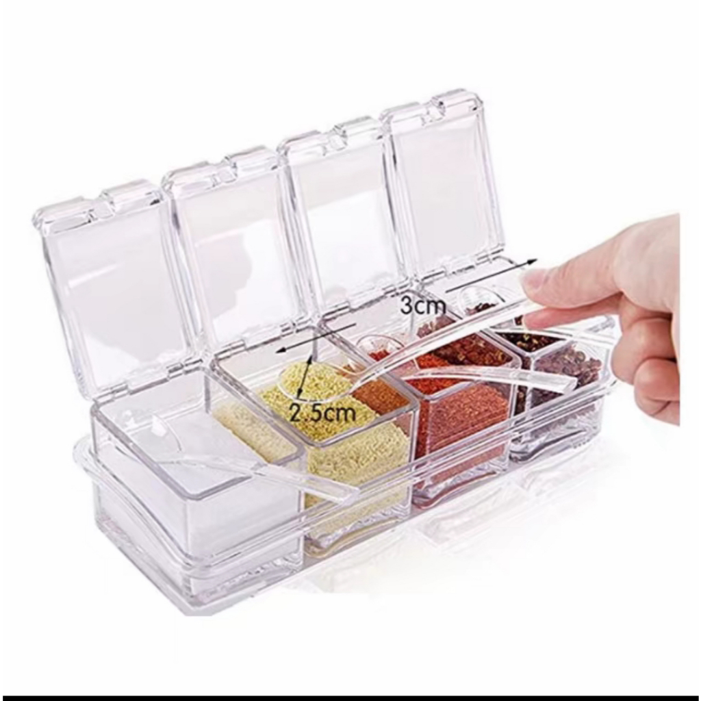 4 set Seasoning Box Acrvlic SpiceRack Storage Container Condiment Jars ...