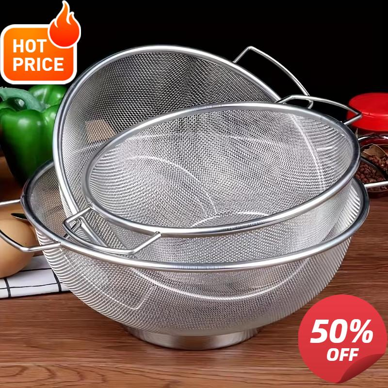 Stainless Steel Fine Mesh Strainer Bowl Drainer Vegetable Multi-Use ...