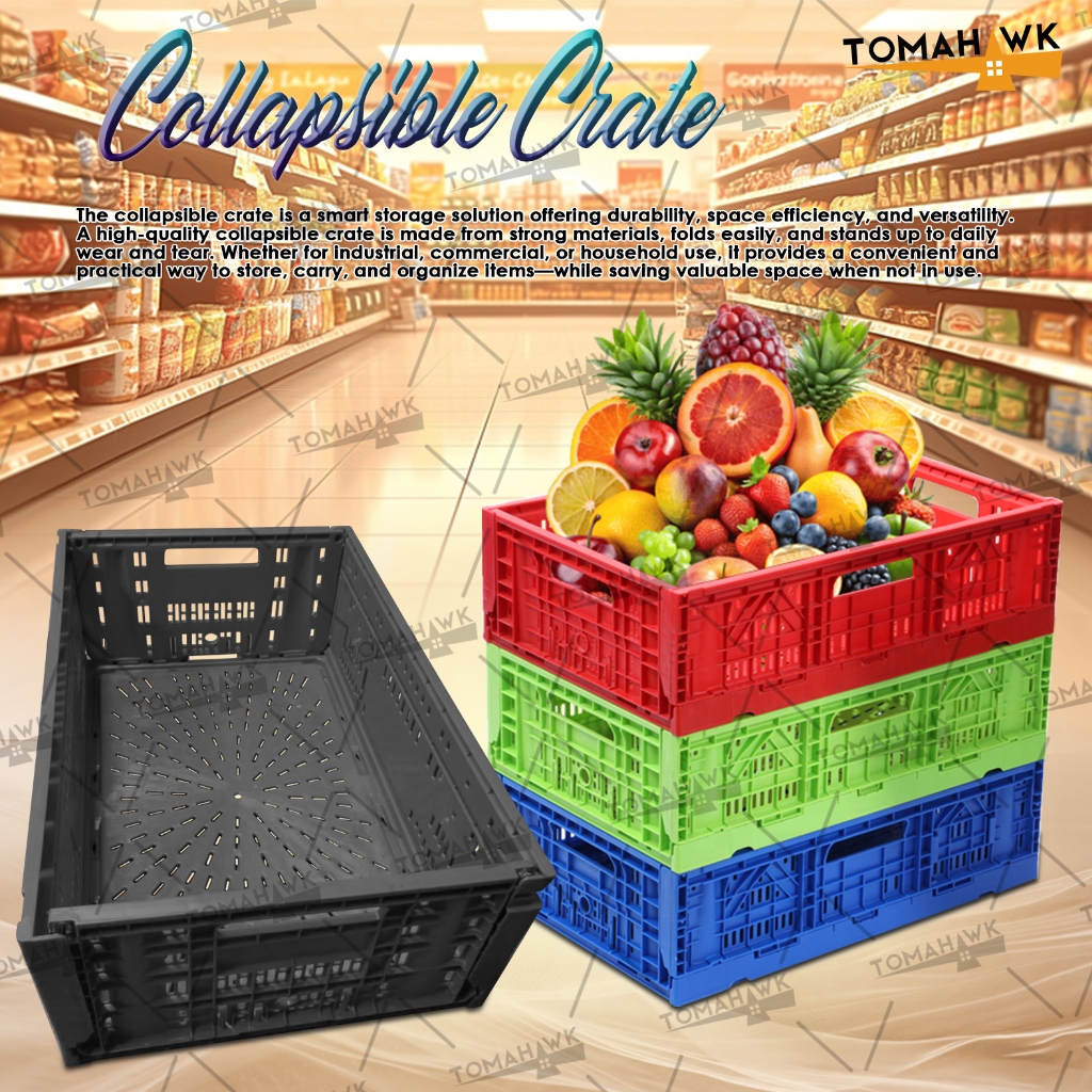 TOMAHAWK HD PLASTIC COLLAPSIBLE/FOLDABLE/STACKABLE CRATES/BINS ...