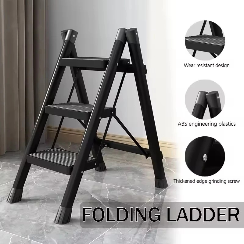 3/4 Steps Ladder Foldable Carbon Steel Ladder Sturdy Anti-slip ...