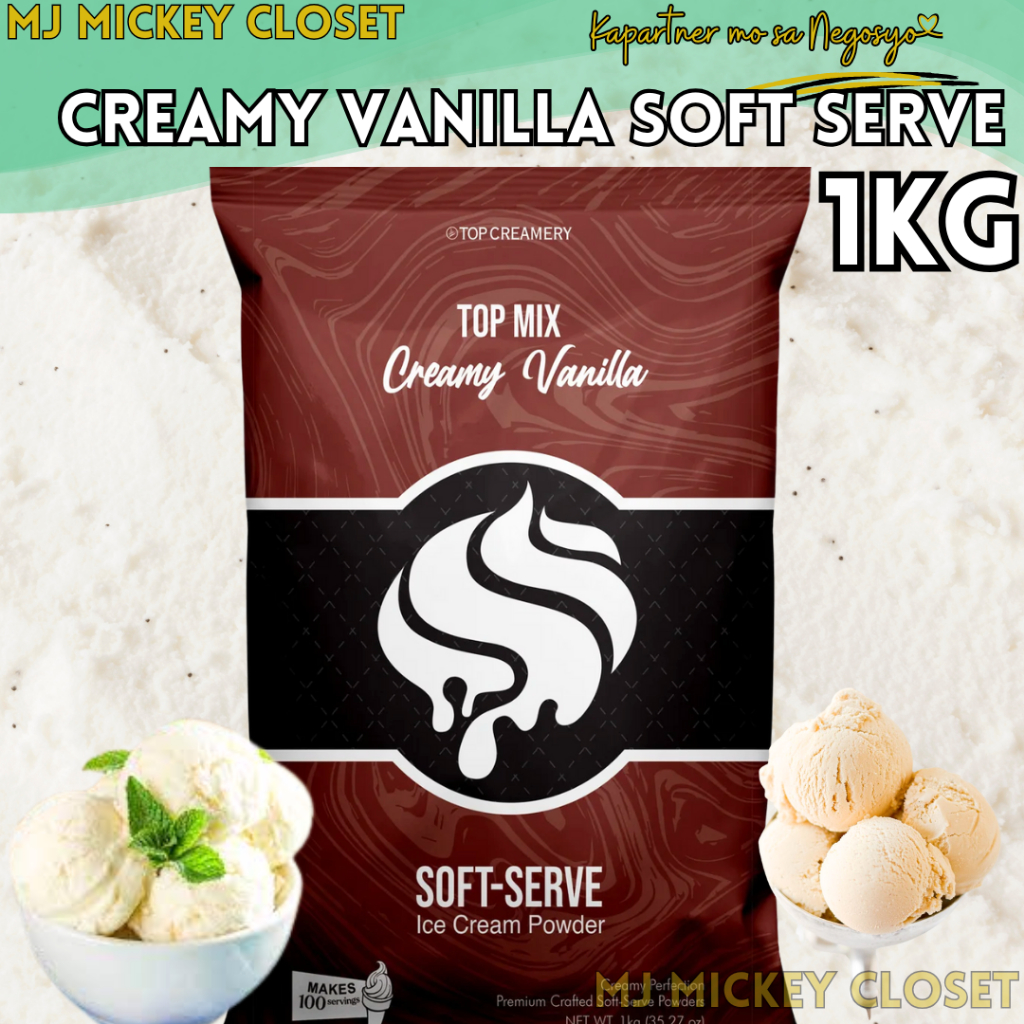 Top Creamery Creamy Vanilla Soft Serve Ice Cream TOP MIX 1kilo ...