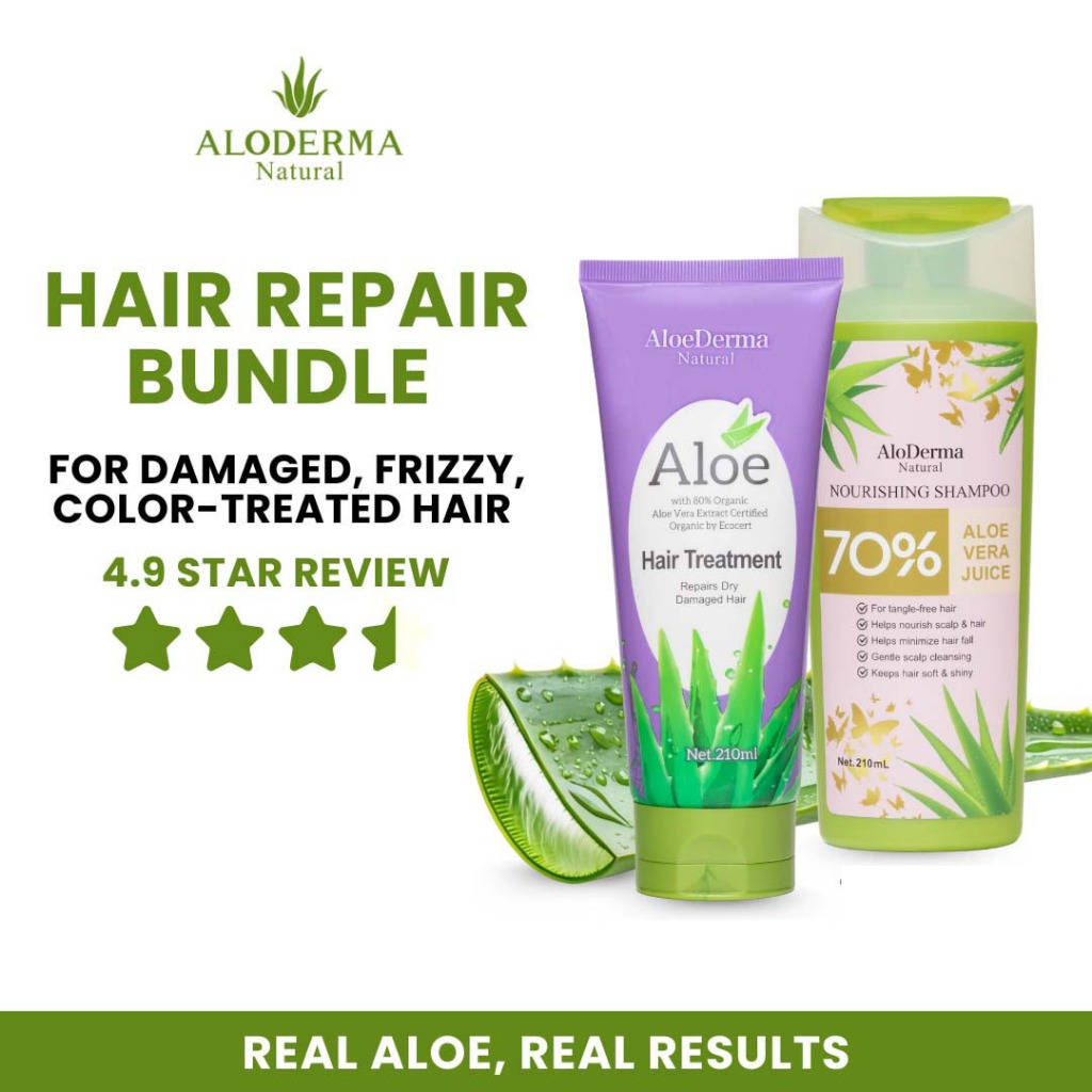 AloDerma Hair Repair Bundle – Nourishing Shampoo 210ml + Hair Treatment ...