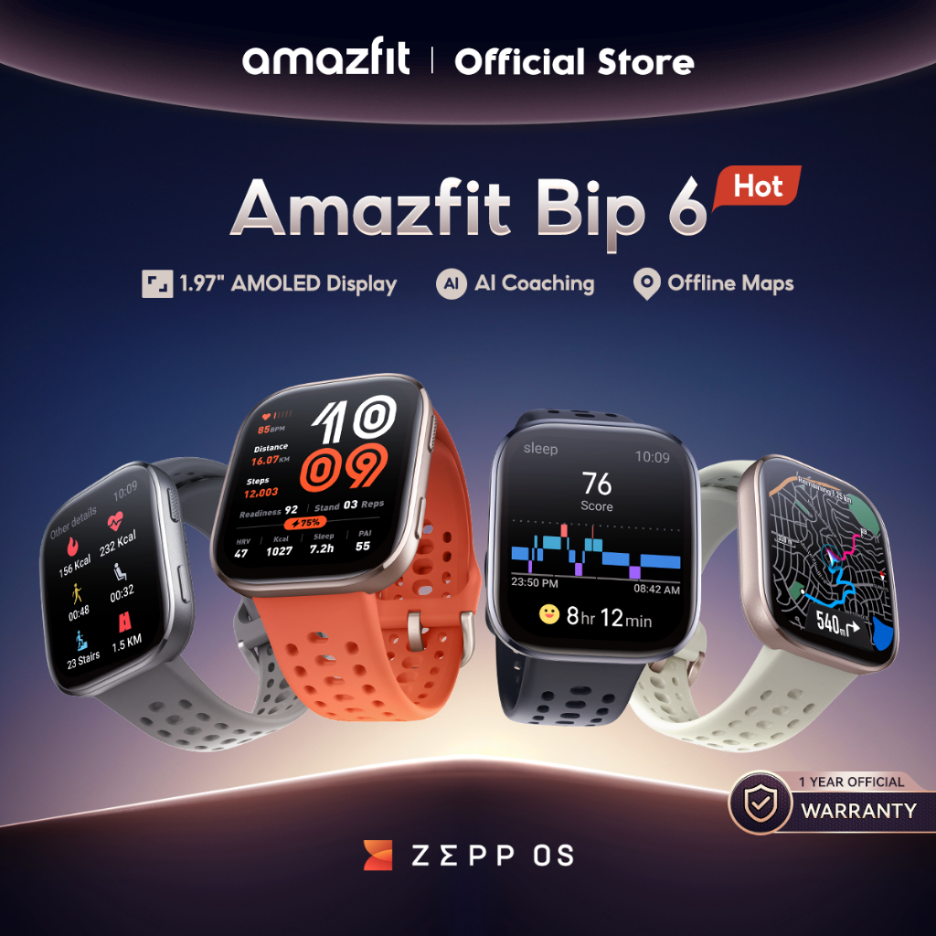 [Hot] Amazfit Bip Smartwatch AMOLED Lightweight Design GPS  Bluetooth Phone Call AI Coaching
