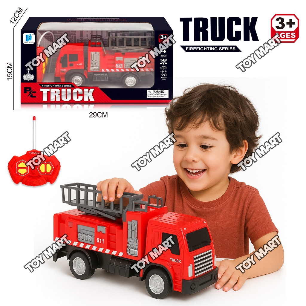 RC Fire Engine Truck 4-Channel Remote Control Firefighting Vehicle with ...