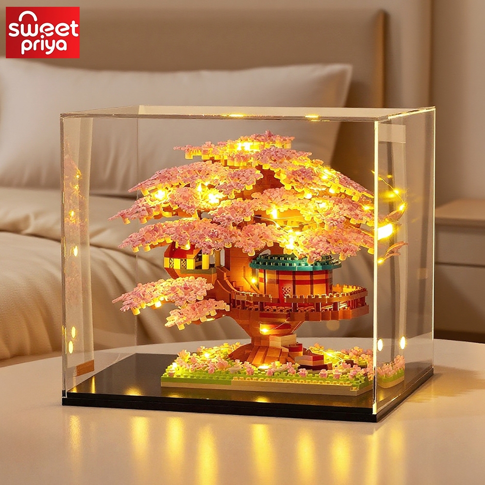 Sakura Tree House Bricks Set Flowers Mini Building Blocks Toys Cherry ...