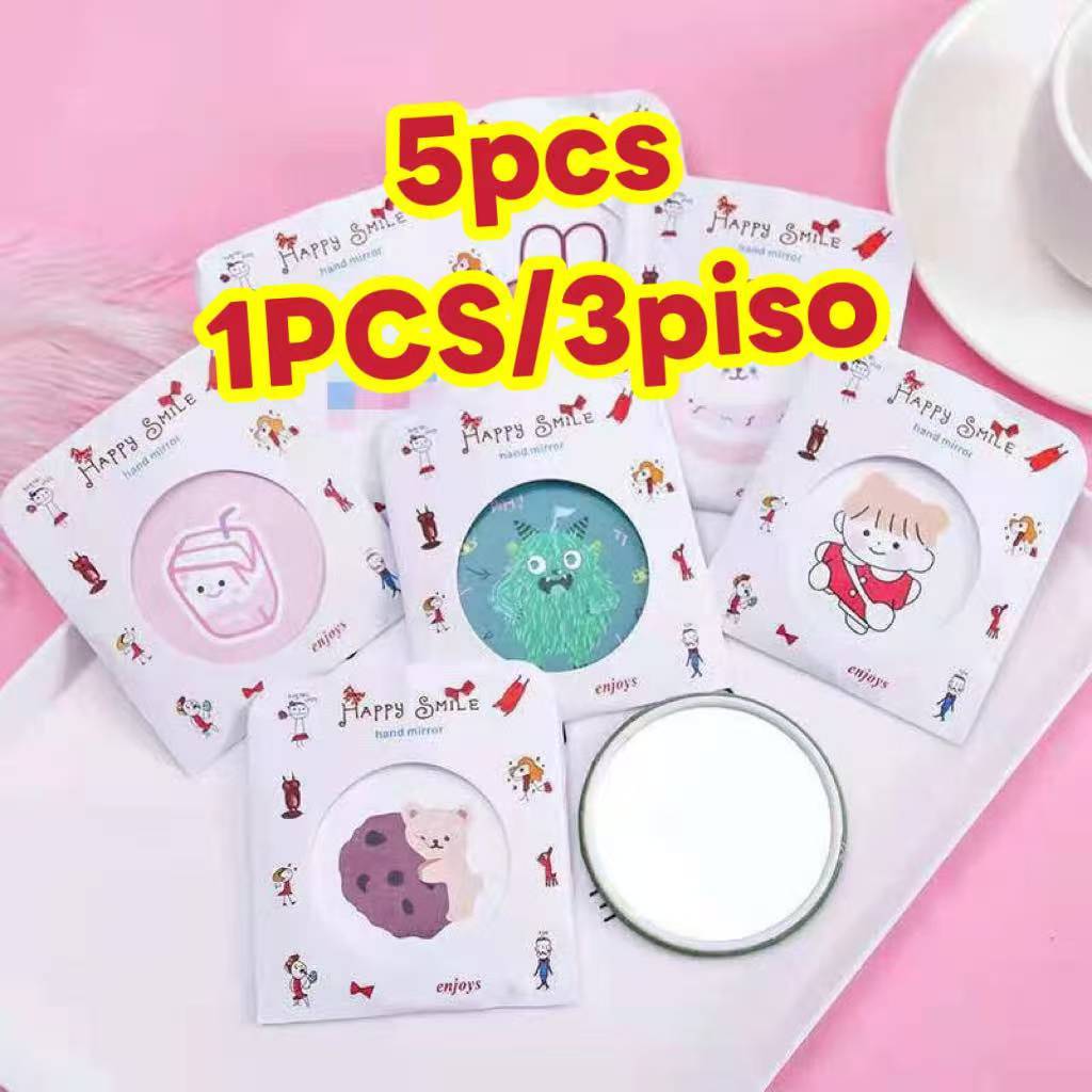 5pcs mini Mirror Cute Little Cartoon Portable Circular Small Mini ...