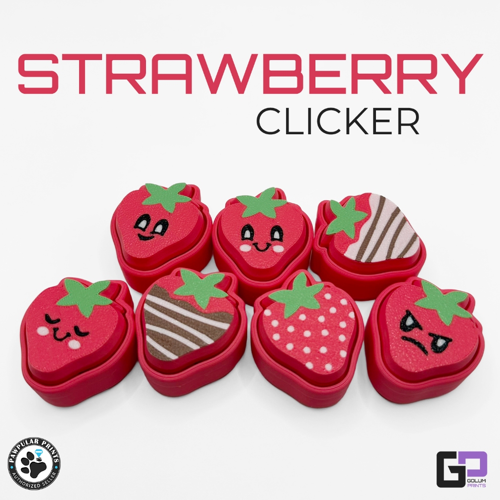 GOLUM PRINTS Strawberry Fidget Clicker Toy with Keychain for Stress ...