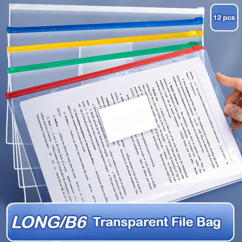 Long Zipper File Bags Transparent Zipper Envelope Zipper Pouch Cosmetic ...