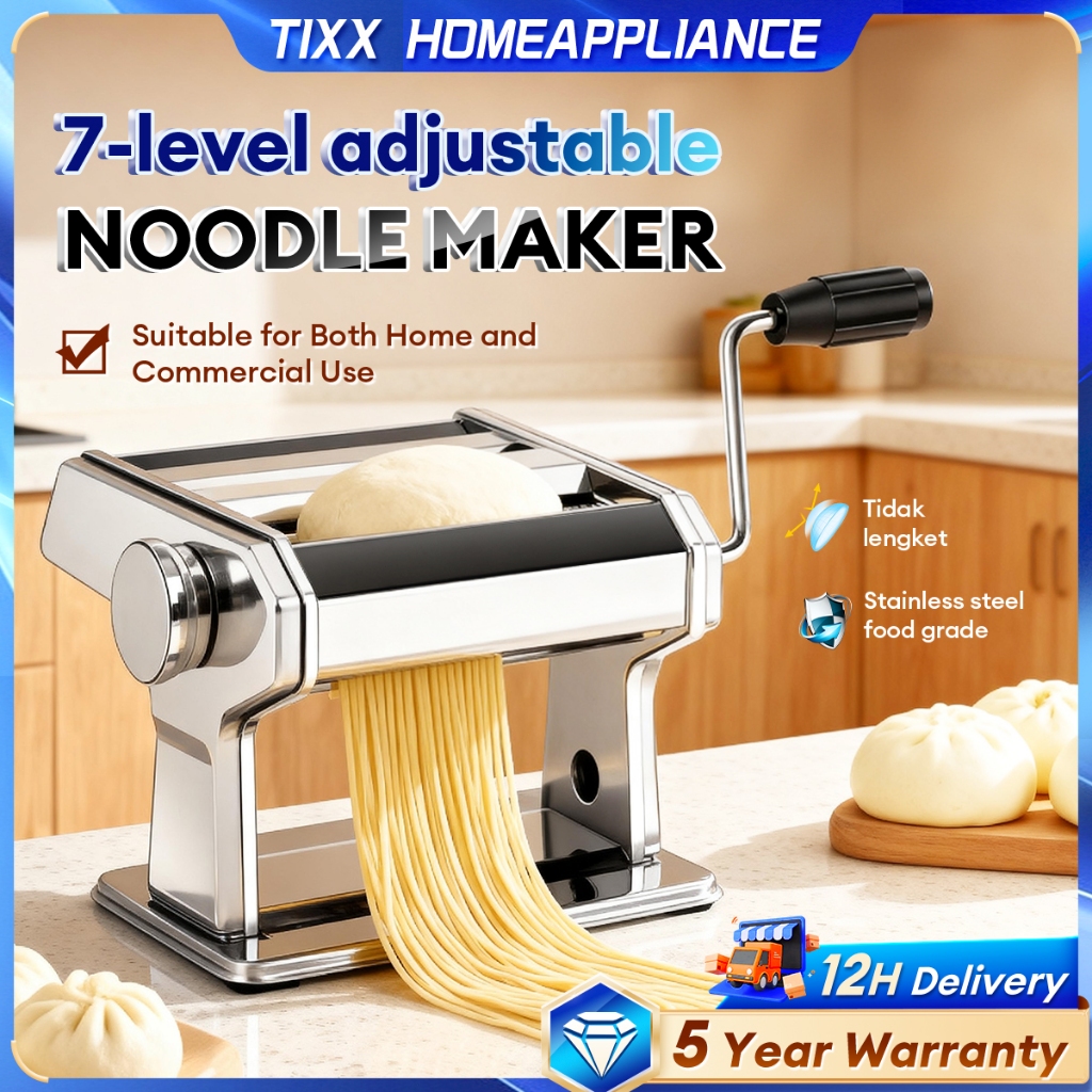 Tixx Essentials Stainless Steel 2 Blades Fresh Pasta Maker Noodle Maker ...