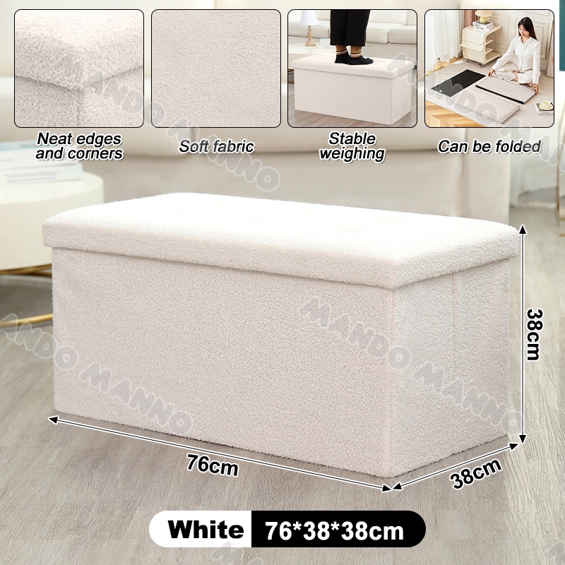 Rectangular Storage Stool Ottoman Sit Folding Storage Box with Storage ...