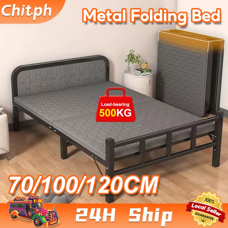 CHIT 70/100/120CM Metal Folding Bed Frame Heavy Duty Single/Double ...