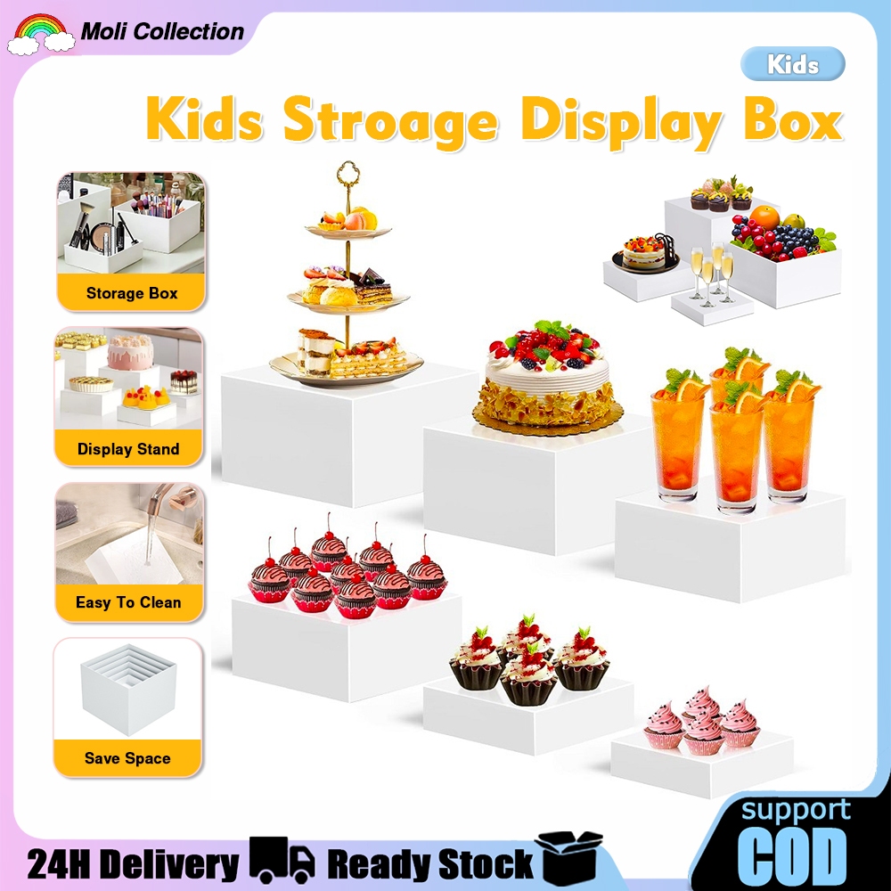 6Pcs Acrylic Buffet Risers Display Box Cube Kids Stroage Food Riser ...