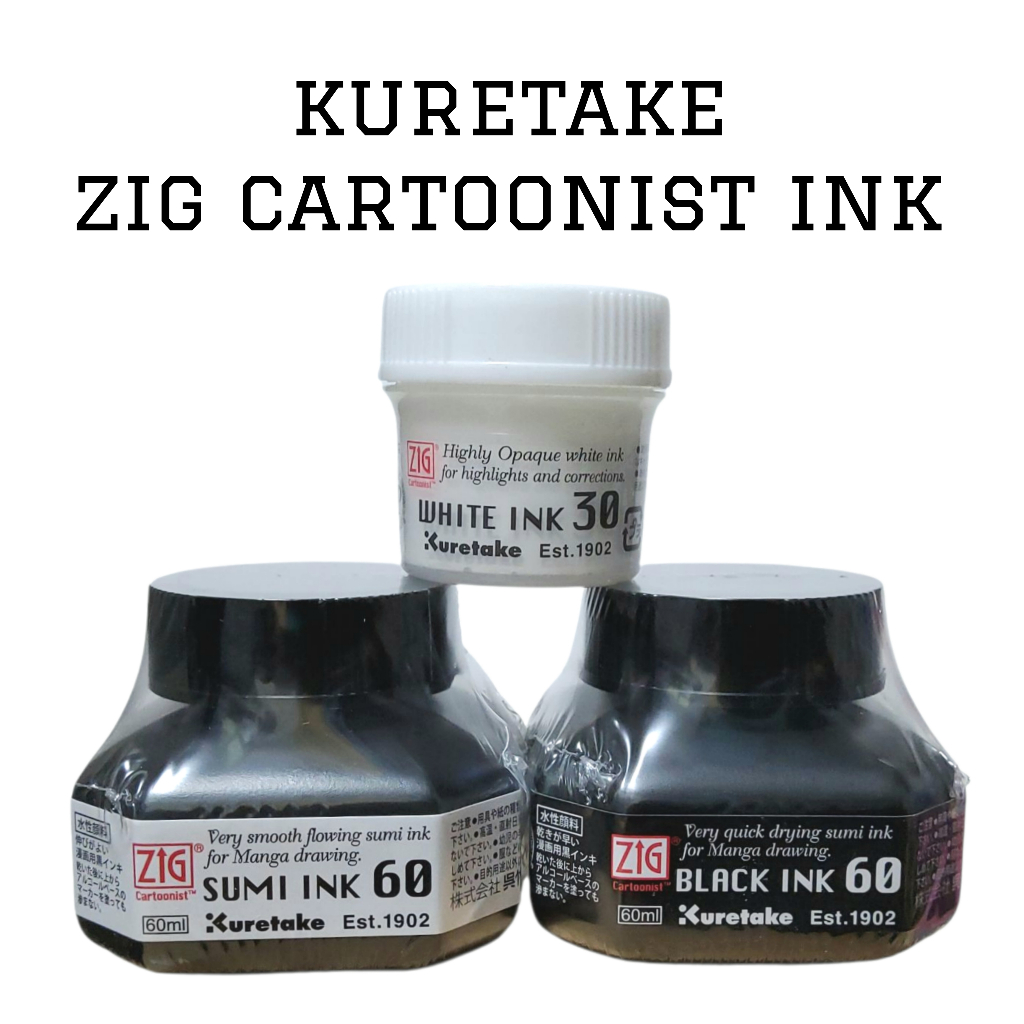KURETAKE ZIG CARTOONIST INK - SUMI/BLACK/WHITE | Shopee Philippines