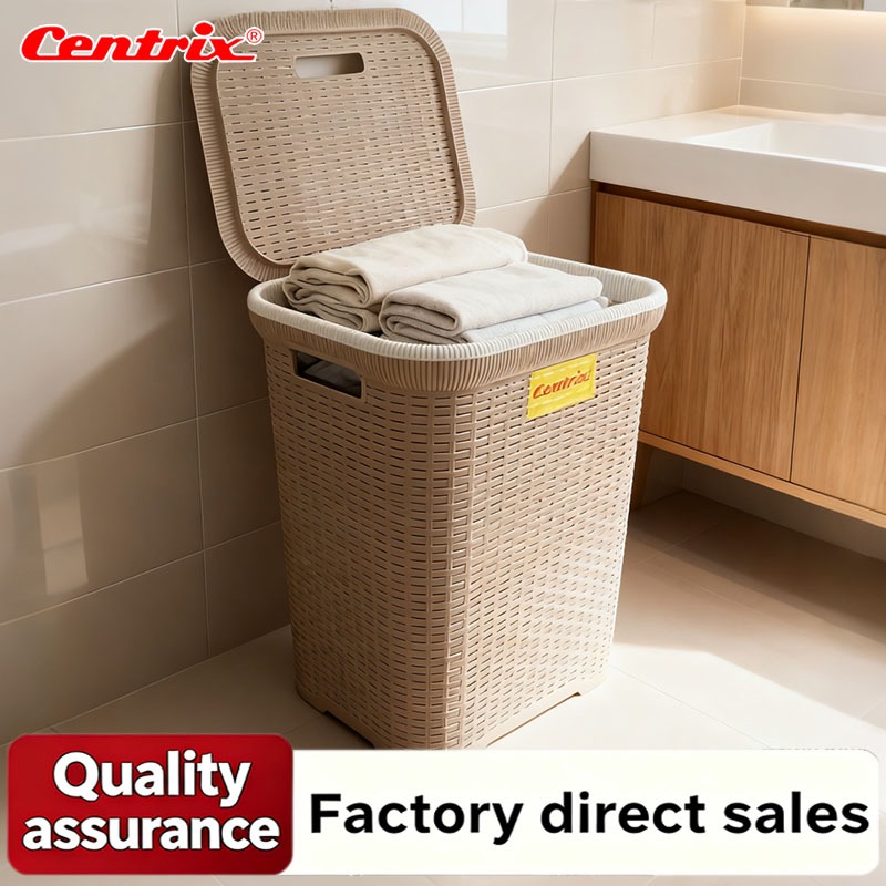 Centrix LAUNDRY BASKET RATTAN Clothes storage Removable with lid ...