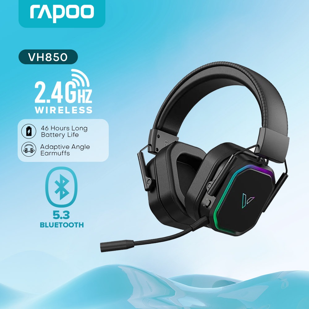 Rapoo VH850 Dual-Mode Wireless Backlit Game Headset with RGB Lighting ...