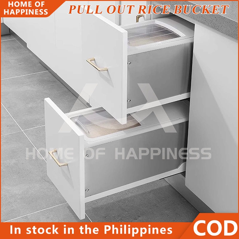 Pull Out Rice Bucket Kitchen Rice Bucket Storage 10kg Rice Dispenser ...
