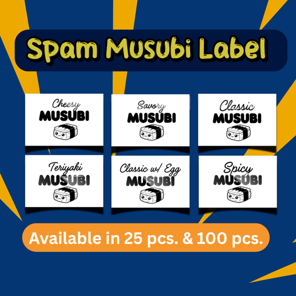 Spam Musubi Label Sticker Thermal Food Negosyo Packaging Black & White ...