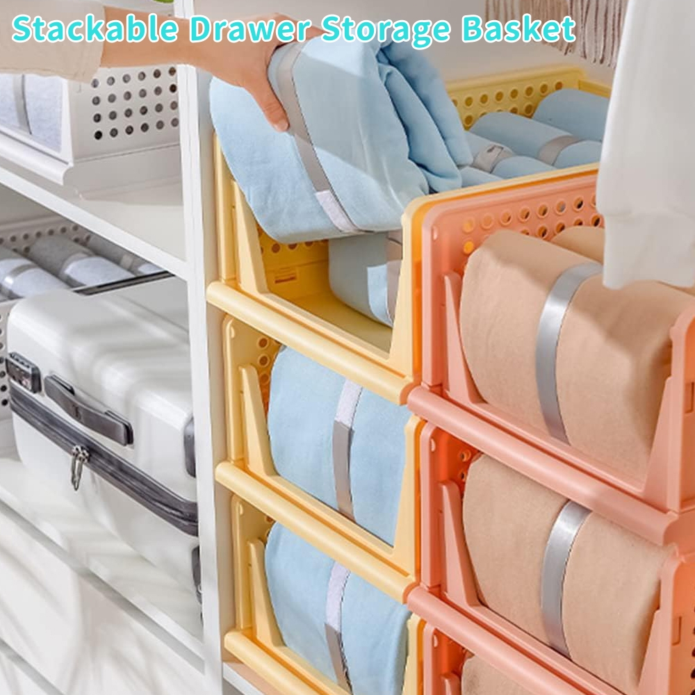 Stackable Drawer Storage Basket Wardrobe Layered Storage Organizer ...