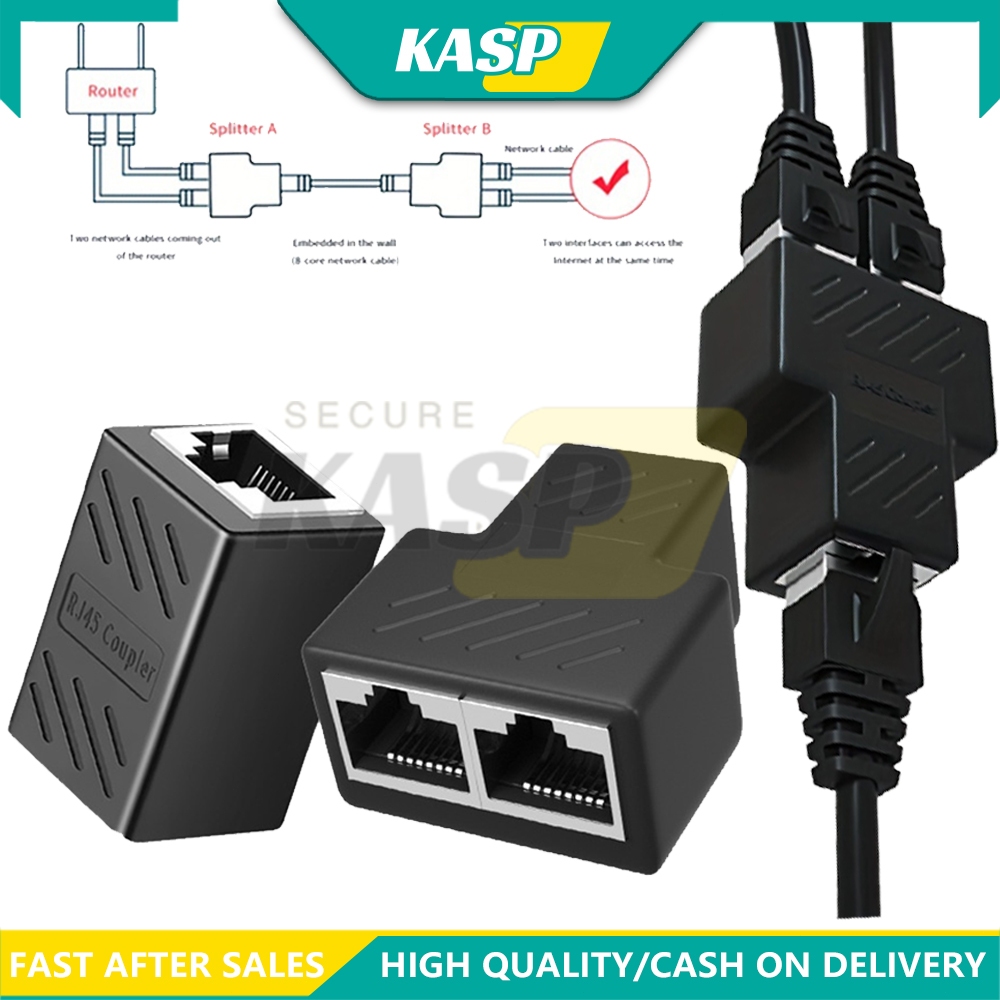 RJ45 Coupler Splitter Connector 1 To 2 Ethernet Extender Adapter Dual ...