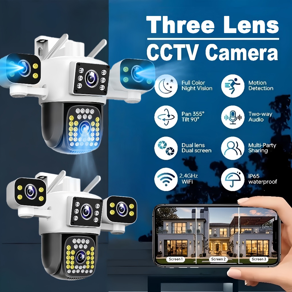 BUY 1 TAKE 1 4K Three Len V380 Pro CCTV Camera 10X Zoom Outdoor ...