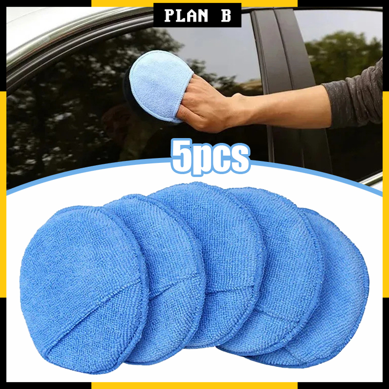 5pcs Car Detailing Applicator Pads Soft Microfiber Round Pocket Foam ...