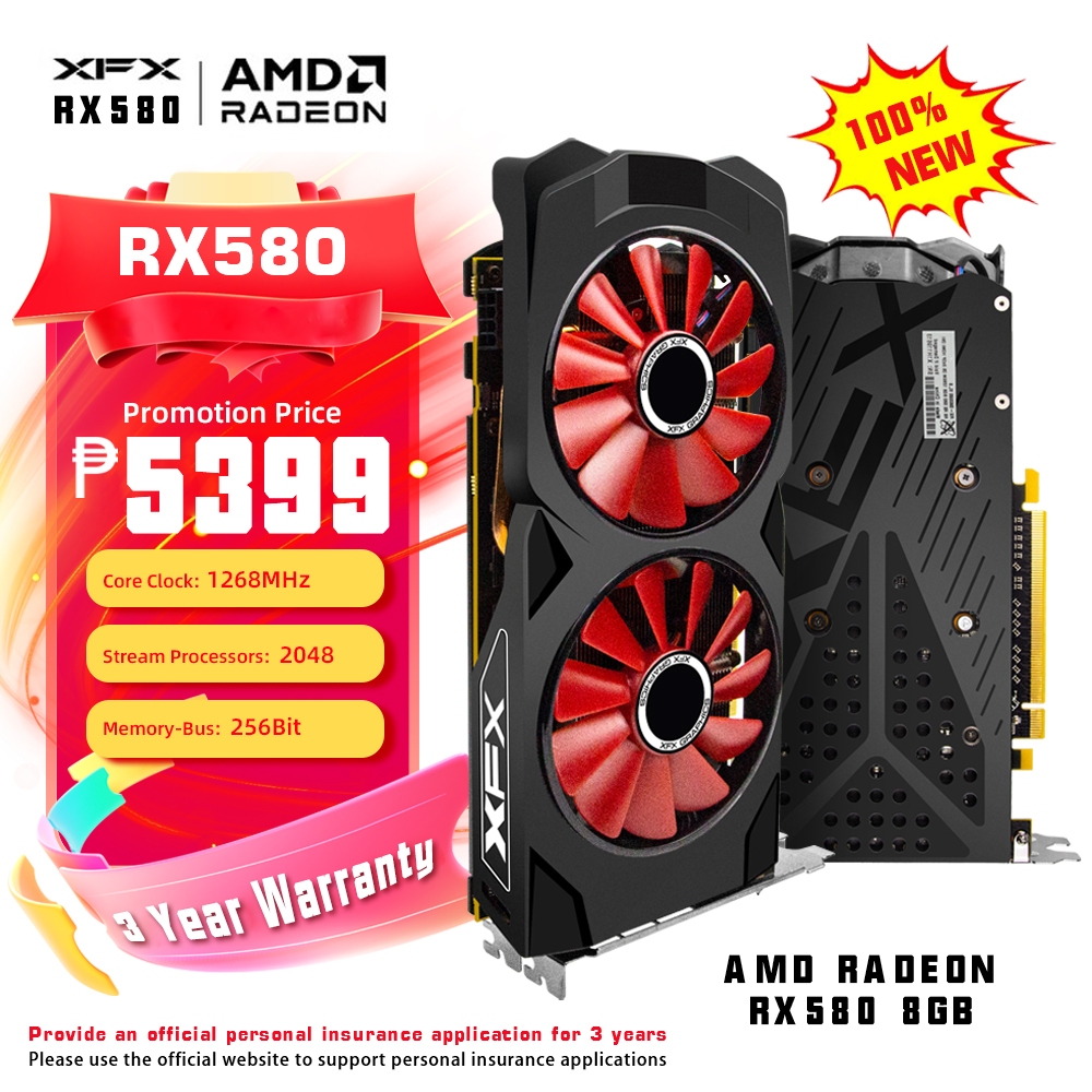 XFX Brand NEW RX580 8GB Graphics Card GDDR5 2048 AMD GPU With Original ...