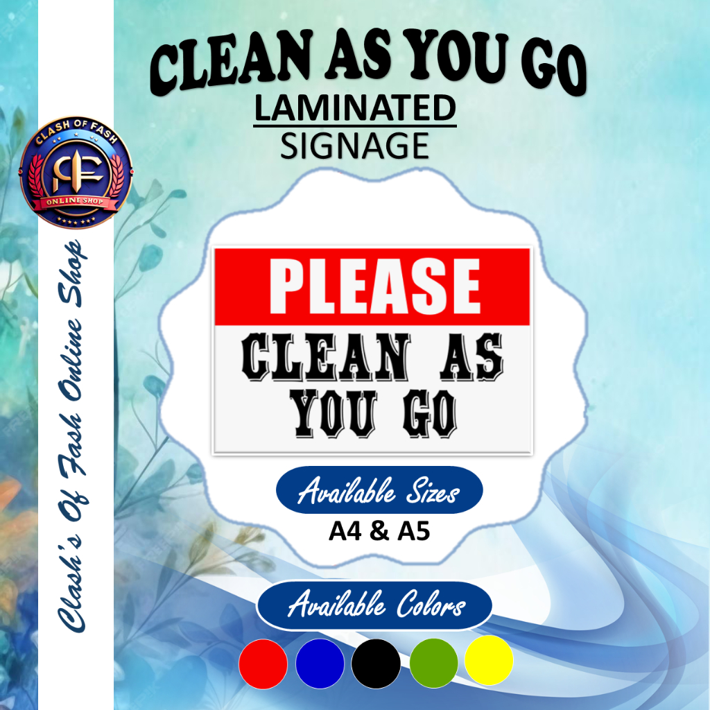 Shop clean as you go signage for Sale on Shopee Philippines