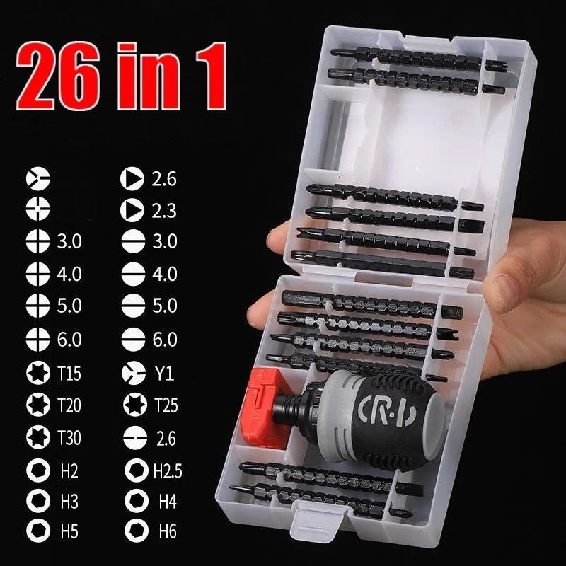 26-in-1 Ratchet Screwdriver Set – Multi-Bit Interchangeable Ratchet ...