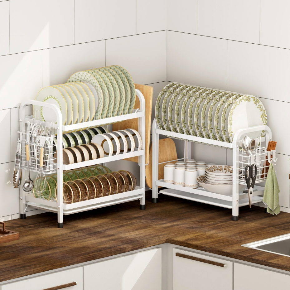2/3 Layers Dish Rack Kitchen Cutlery Storage Rack Tabletop Stainless ...