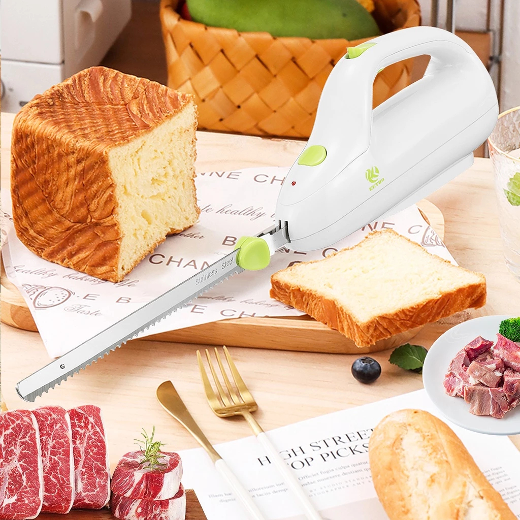 Kitchen Electric Bread Knife Automatic Toast Serrated Stainless Steel ...