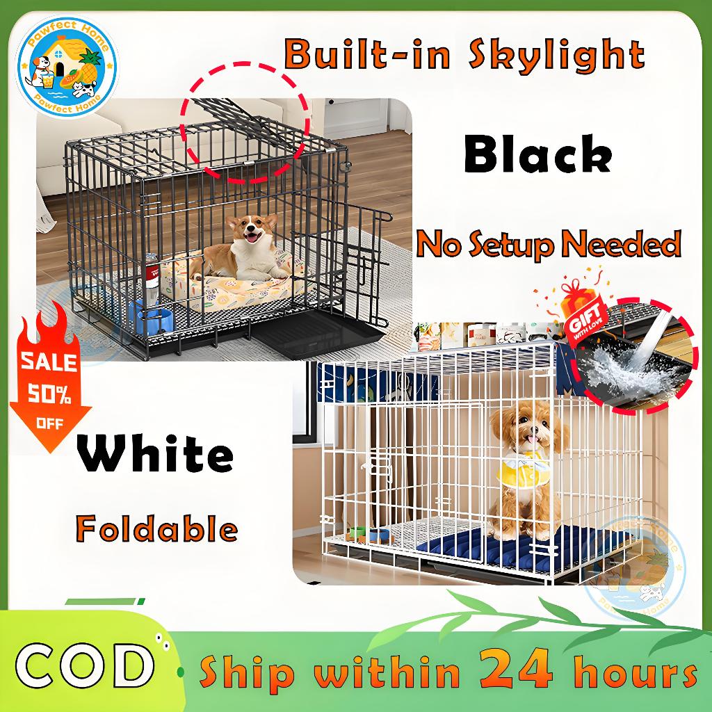 Foldable Pet Cage With Poop Tray Premium Dog Cage Heavy Duty Cat Cage ...