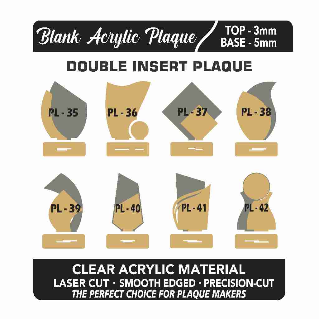 Blank Acrylic Plaque - Double Insert - Double Layer - Clear Acrylic ...