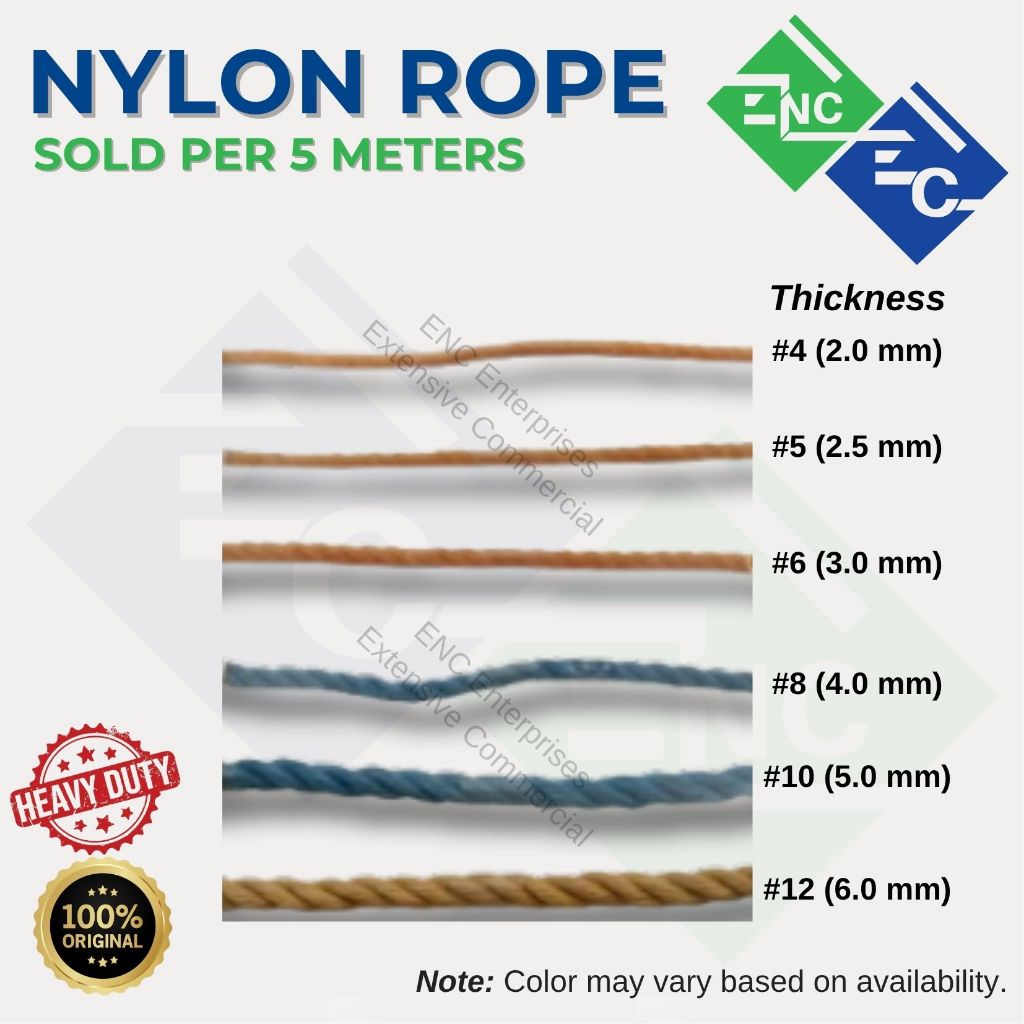 NYLON ROPE | SOLD PER 5 METERS | Available in Sizes #4 #5 #6 #8 #10 #12 ...