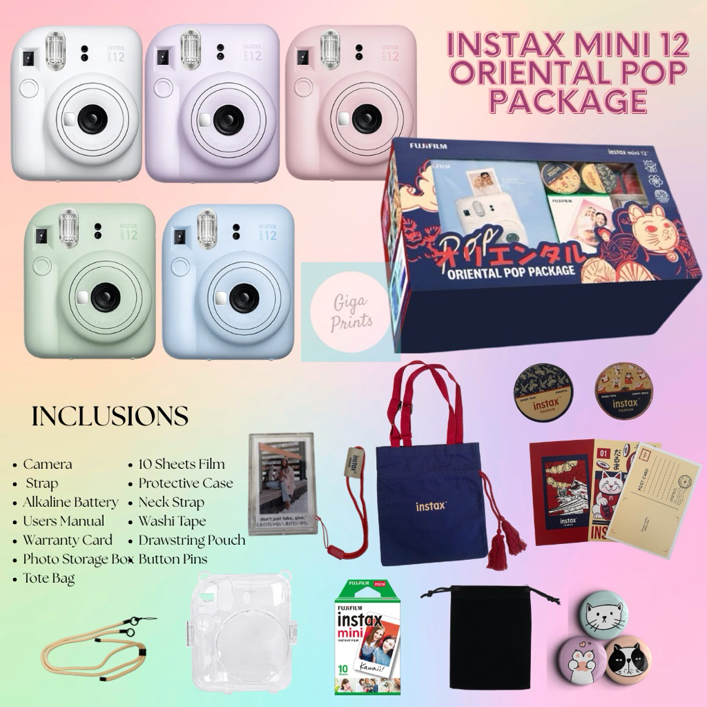 Fujifilm Instax Mini 12 Oriental Pop Package Instant Film Camera Set ...