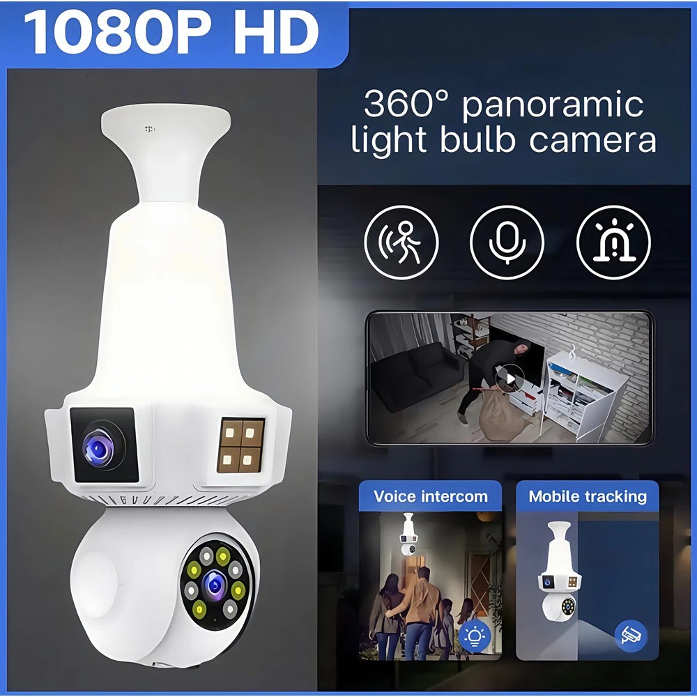 Three Lens CCTV Camera Outdoor 4K HD Three Screen View Auto Tracking ...