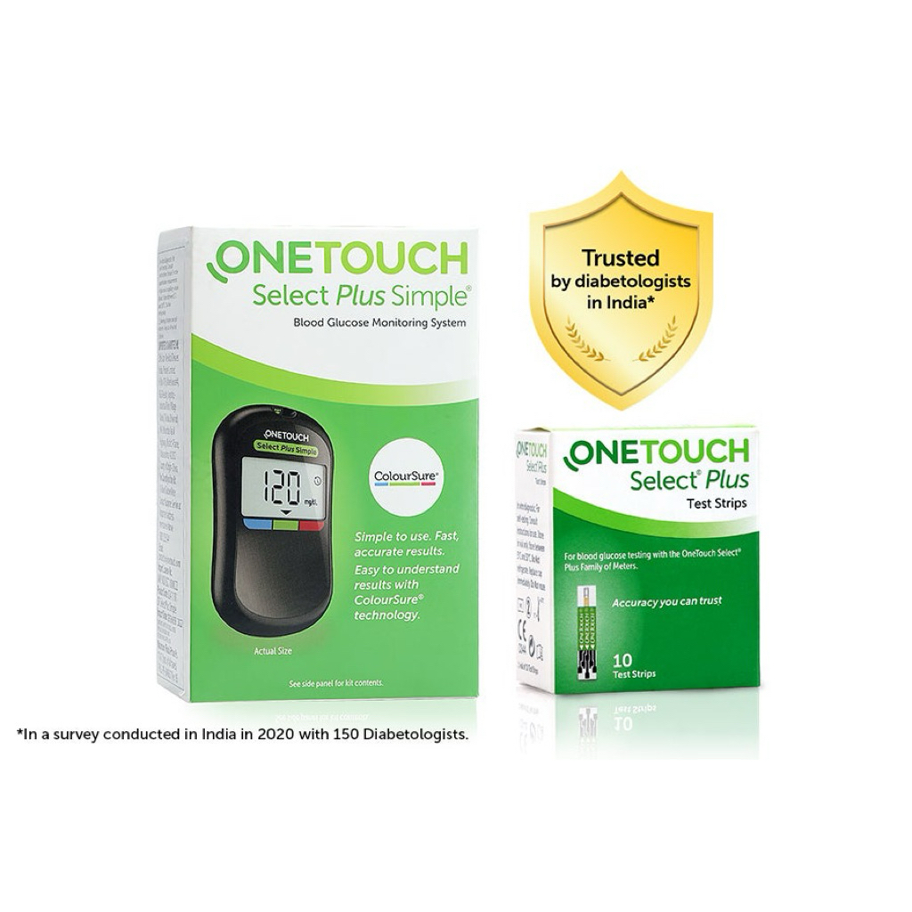 One Touch Select Plus Simple Glucose Meter Machine+10FreeStrips ...