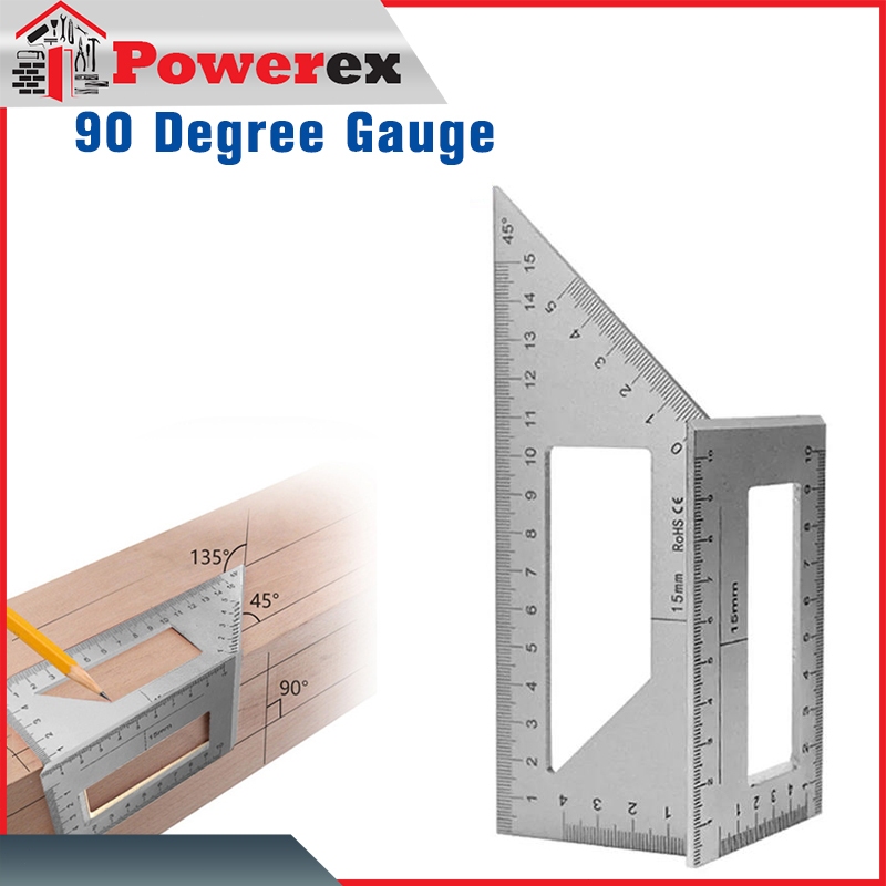 Wooden Square Multifunction Ruler Aluminum Alloy 45/90 Degree Gauge ...