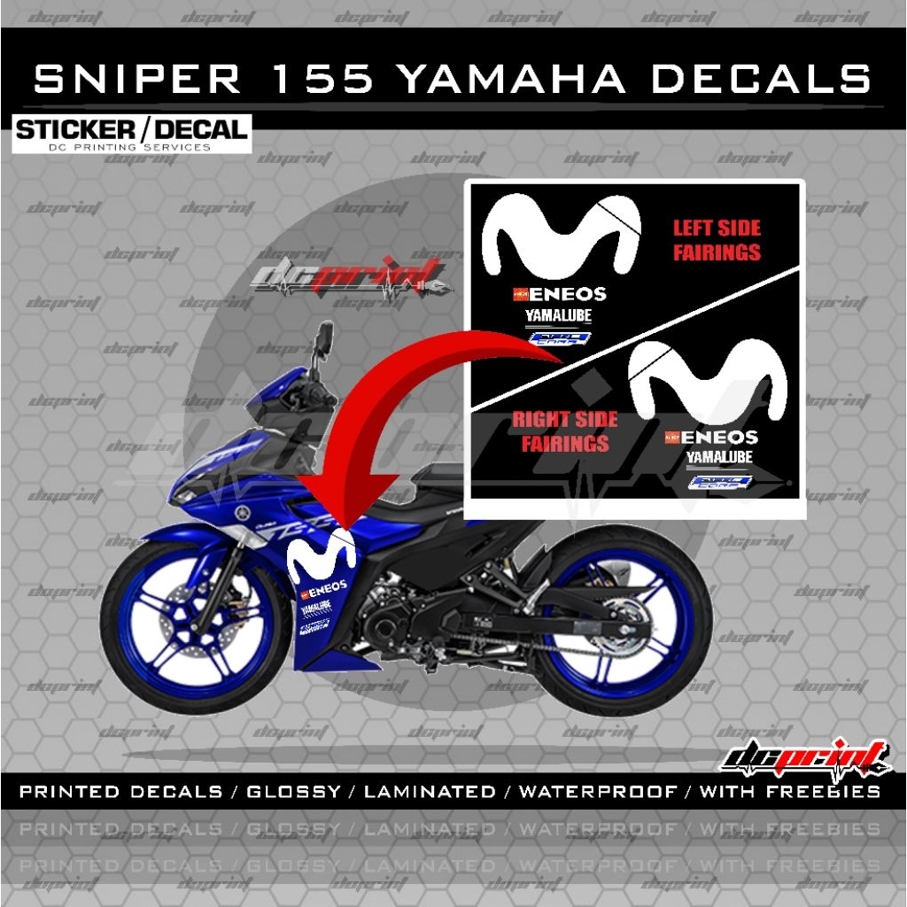 Sniper 155 Yamaha Version 3 & 4 Decals Laminated Vinyl Stickers ...