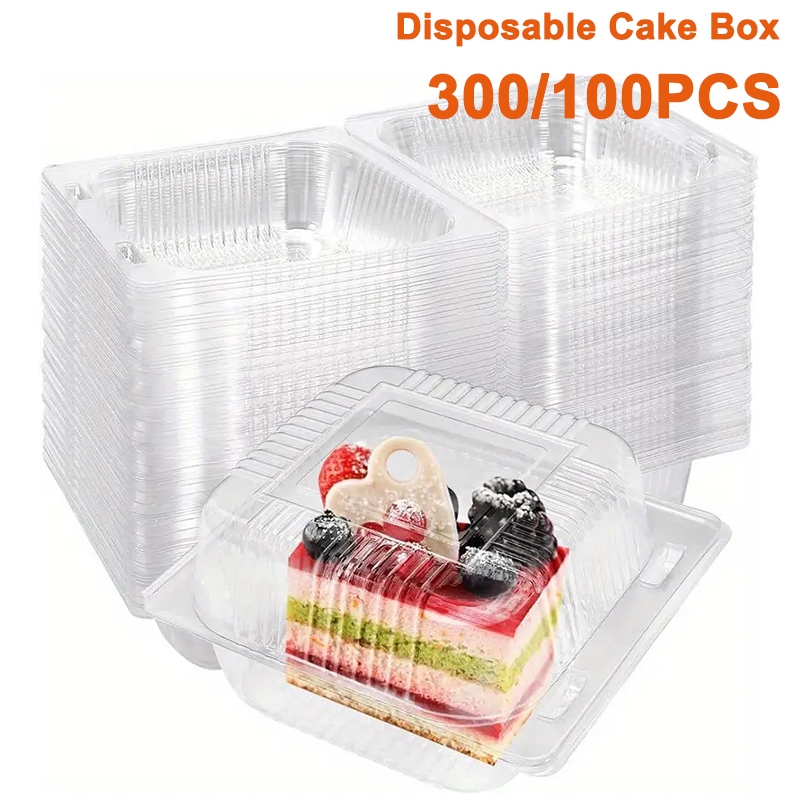 SODIO 300/100pcs Plastic Clamshell Clear Cake Box Cake Packaging Box ...